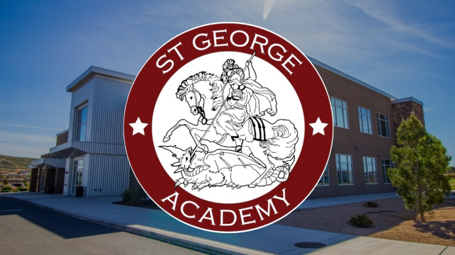 St.-George-Academy---Charter-High-School-in-Washington,-UT---Dragonslayer-Logo-and-Campus-Building