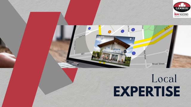 Laptop-displaying-a-map-and-home-for-sale,-highlighting-local-real-estate-expertise-at-KW-Ascend-Keller-Williams-Realty.