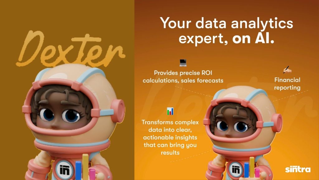 Animated-astronaut-reviewing-data-charts,-analyzing-business-trends-and-reports.