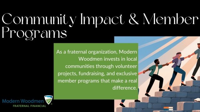 Community-members-helping-each-other,-highlighting-Modern-Woodmen’s-impact-and-member-programs.