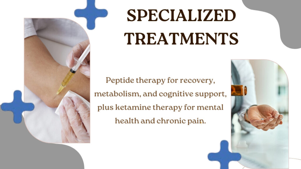Image-of-a-nurse-administering-an-injection-and-a-person-holding-a-pill-bottle,-highlighting-Iron-IV’s-specialized-treatments-like-peptide-and-ketamine-therapy.