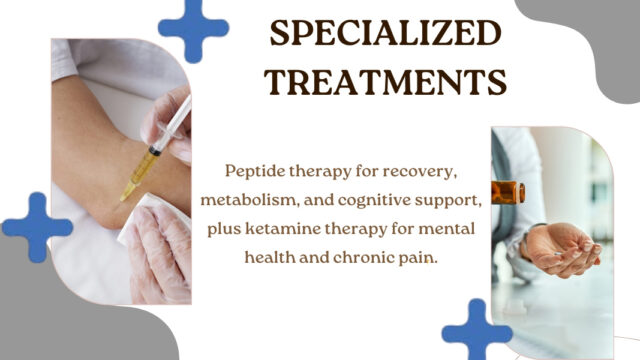 Image-of-a-nurse-administering-an-injection-and-a-person-holding-a-pill-bottle,-highlighting-Iron-IV’s-specialized-treatments-like-peptide-and-ketamine-therapy.
