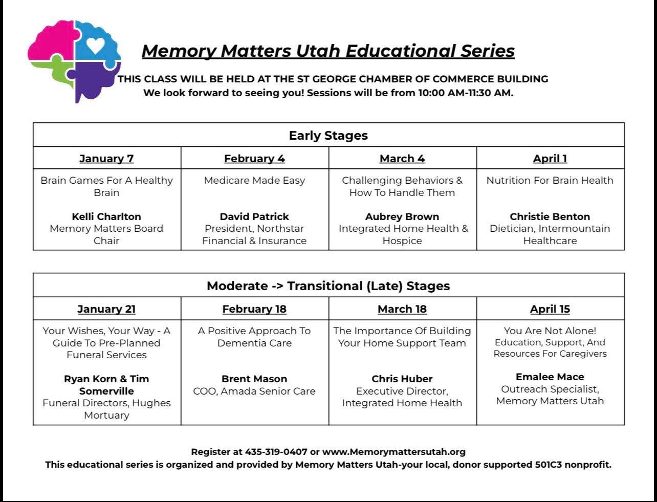 Memory Matters Utah -Education Series
